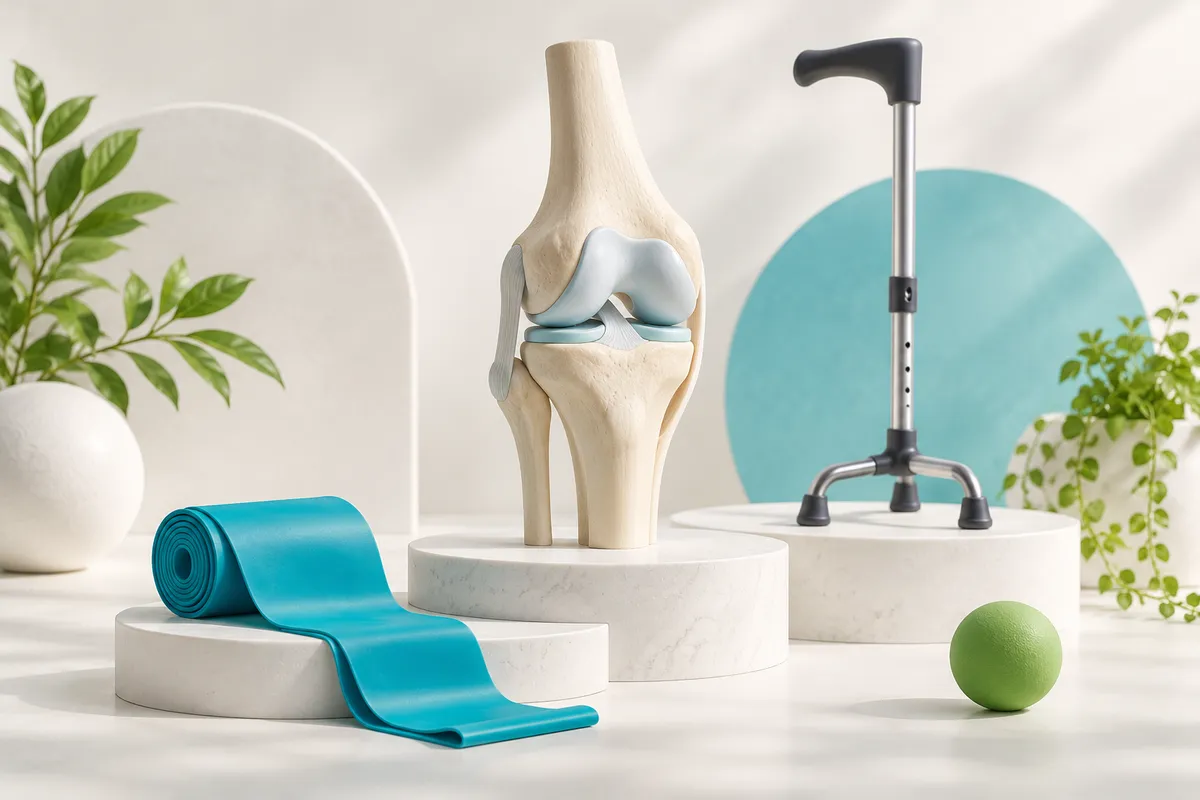 knee joint model with a walking aid and exercise band